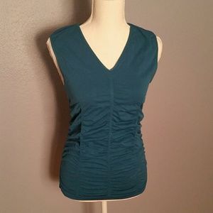 Merona Sleeveless, Seamless Ruched Teal Top